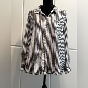 Style & Co. Black and White Striped Blouse